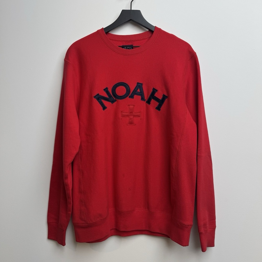 Noah NY Men's Large Red Core Sweater Sweatshirt Logo Terry Pullover Jacket